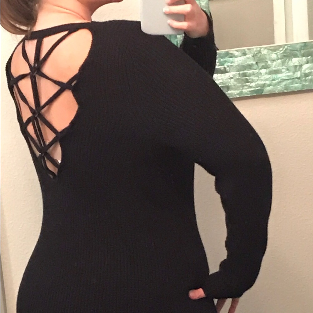Open Back Black Sweater